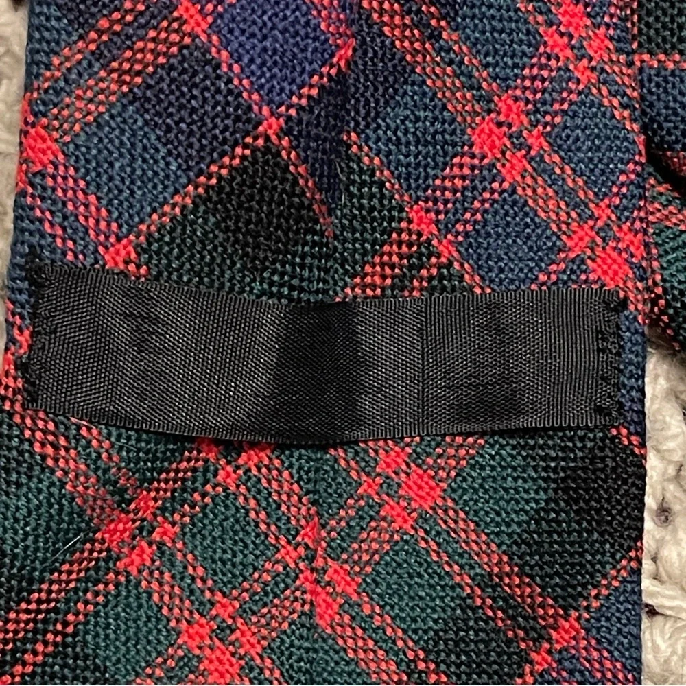 Vintage Tartan Diagonal Plaid McDonald New Wool Made in Scotland Necktie Red, Gr